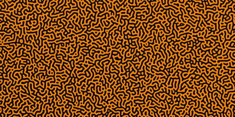 Abstract truing organic wallpaper Turing reaction diffusion monochrome seamless pattern with chaotic motion. Generative algorithm psychedelic background. Reaction-diffusion or truing pattern formation