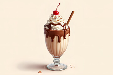 Watercolor Ice Cream Sundae