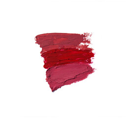 Brush Stroke Of Three Red Toned Of Matte Lipstick Blending Seamlessly With A Soft Gleaming Texture