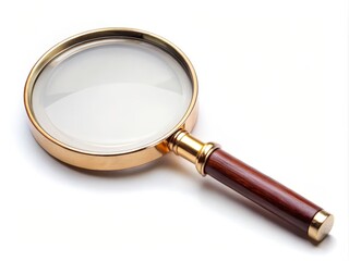 Fototapeta premium Close-Up View of Magnifying Glass on a White Background for Educational and Scientific Purposes