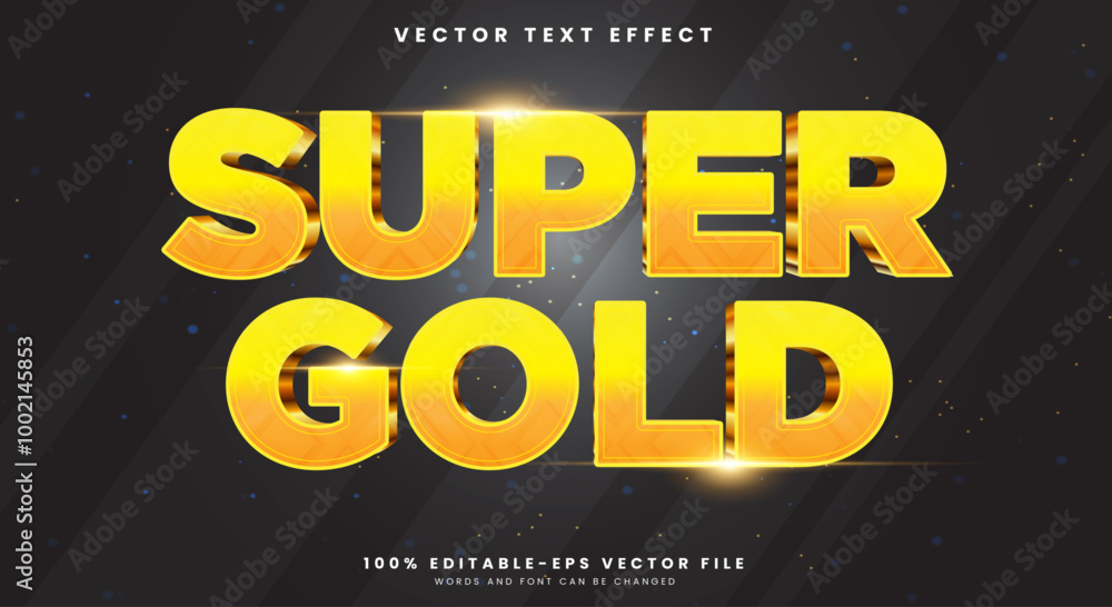 Poster super gold sparkle style shiny editable text effect template