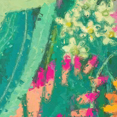 Oil paintings and various flowers, lotus leaves, lotus flowers, fish, horses, cats, dogs, beautiful 