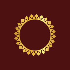 Golden decorated round floral circle ornament frame and border 
