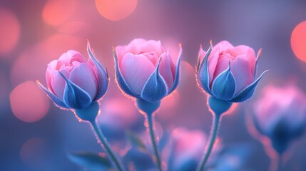 Pink roses in dreamy pastel light, blurred