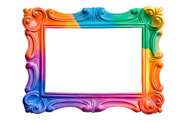 Colorful photo frame on a transparent background, Rectangular frame, Classic stylish photo frame