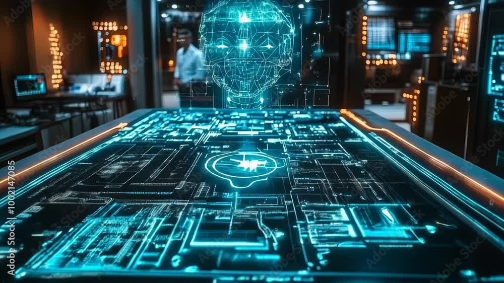 Aufkleber entrepreneurs prototyping innovative ai product development in high-tech lab setting