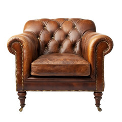 Tufted leather armchair in cozy room