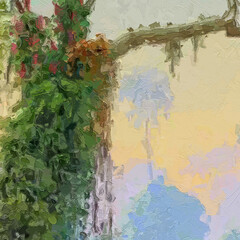 Oil paintings and various flowers, lotus leaves, lotus flowers, fish, horses, cats, dogs, beautiful 