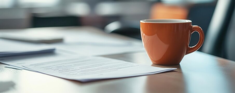 A clear desk with a single coffee cup and no debt-related documents, symbolizing a fresh start
