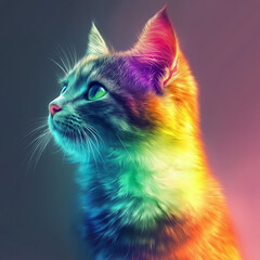  cat rainbow color