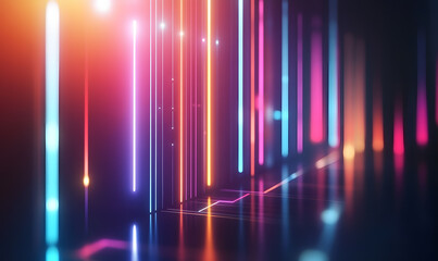 Futuristic financial dashboards and luxury business charts with glowing neon lines, gold accents, and connected nodes for corporate branding.