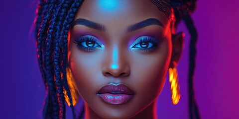 Vibrant Portrait of a Person with Colorful Hair and Glittery Makeup