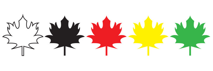 Maple leaves icon collection isolated on white and black background. vector illustration. EPS 10