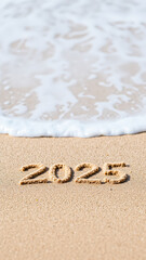 Fototapeta premium 2025 Written in the Sand on a Beach