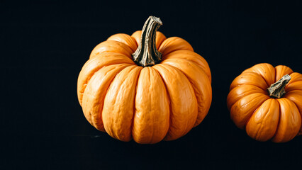 Orange Pumpkin on Black Background