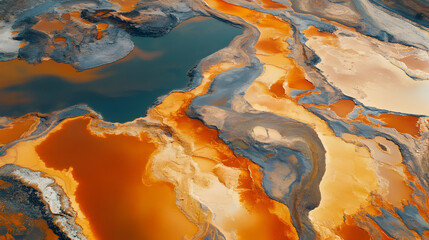 Naklejka premium Aerial View of Colorful Mineral Deposits in a Landscape