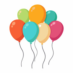 Set of balloons on transparent white background. Party Balloons event design decoration. Mockup for balloon print. Vector.