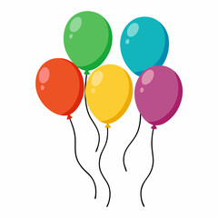 Set of balloons on transparent white background. Party Balloons event design decoration. Mockup for balloon print. Vector.