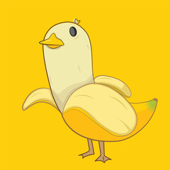 Banana Duck Cartoon Character Isolate Vector