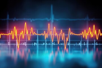 Photorealistic EKG with ST elevation in the anterior leads, indicating a heart attack