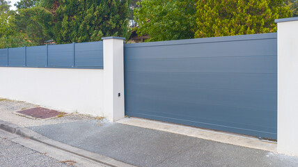 portal grey dark home sliding steel door aluminum gate slats