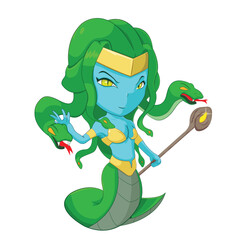 Medusa Monster Cartoon Character Isolate Vector