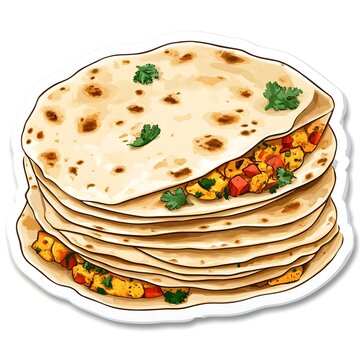 recommend clip art: A clipart sticker of Chapati Generative AI
