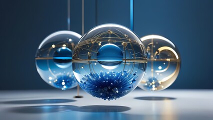 glass sphere on blue background