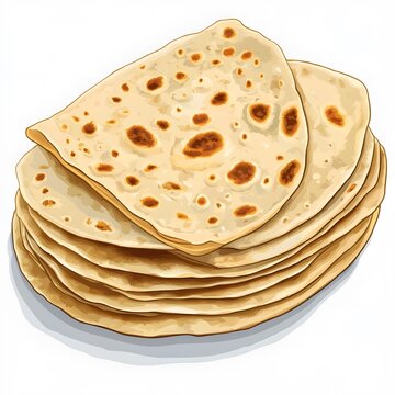 stack of flatbreads, light brown, isolated clip art preview