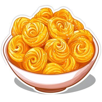 recommend clip art: A clipart sticker of Jalebi Generative AI