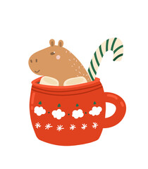 Capybara. Cute animal vector illustration for sticker, phone case, poster, t-shirt, mug and other design. cozy mug