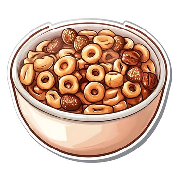 recommend clip art: A clipart sticker of a bowl of cereal with milk Generative AI