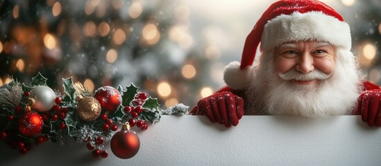 Photo of Santa Claus peeking for giving gifts