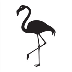 Beach Flamingo Silhouette Vector Illustration - Beach Clipart Design
