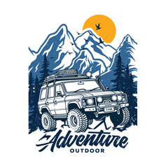 Adventure outdoor eye catching print design vector.