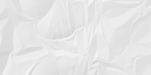 Crumpled texture of white wrinkle chaotic paper. old crumple white paper sheet abstract shape recycling wrapping background space for texture.	
