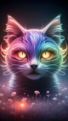 Mystical and abstract cat's face illustration