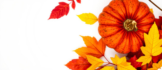 Fototapeta premium Autumn Pumpkin and Leaves