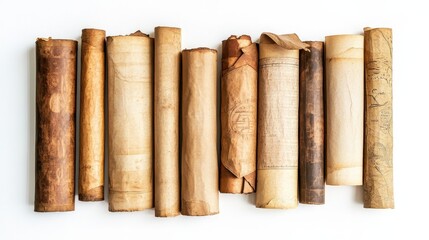 Collection of Antique Scrolls and Manuscripts with Aged Paper and Historical Texts
