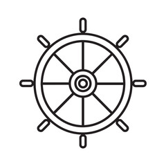 Obraz premium Beach Ship Wheel Silhouette Vector Illustration - Beach Clipart Design 
