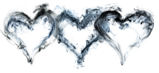 Set of Heart-Shaped Smoke Design | Isolated on Transparent  Background