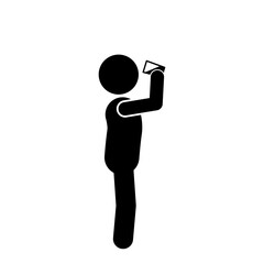 illustration of stick figure or stickman drinking water, thirsty