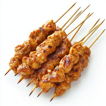 Chicken Satay isolated on white background