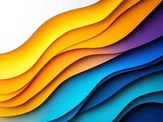 Vibrant Overlapping Colored Paper Visual: A Stunning Yellow to Teal Gradient Perfect for Sports Room Posters, Adding Depth and Dimension to Any Space Against a Crisp White Background