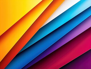 Fototapeta premium Vibrant Overlapping Colored Paper Visual: A Stunning Yellow to Teal Gradient Perfect for Sports Room Posters, Adding Depth and Dimension to Any Space Against a Crisp White Background
