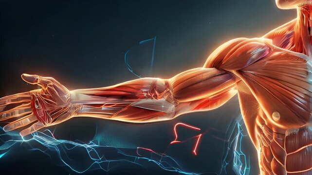 Anatomical Illustration of Muscular Arm Anatomy	