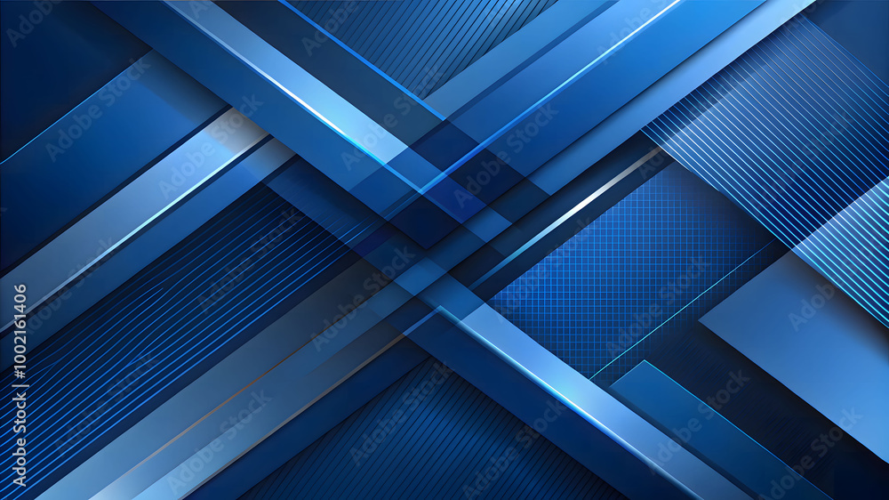 Poster 3d blue geometric abstract background overlaps layer on dark space with diagonal lines decoration. m