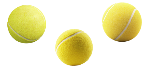 Set of Tennis Ball Isolated on Transparent Background | Bright Yellow Color and Detailed Texture