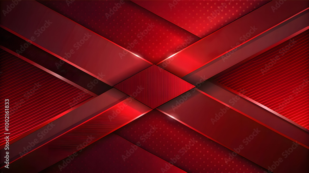 Poster 3d red geometric abstract background overlaps layer on dark space with diagonal lines decoration. mo
