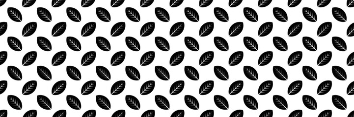 horizontal seamless of black leaves design for pattern and background.
